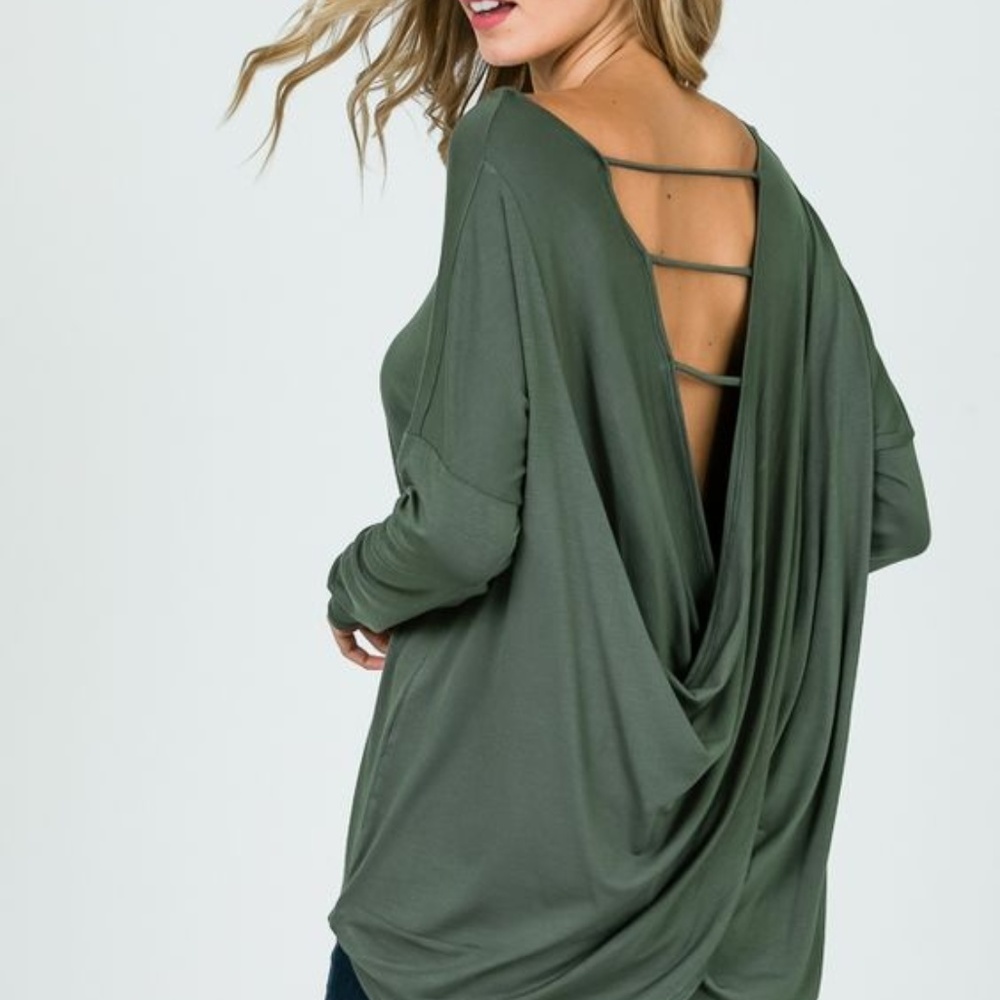*SALE!* CHIC Crossed-back Top in Olive